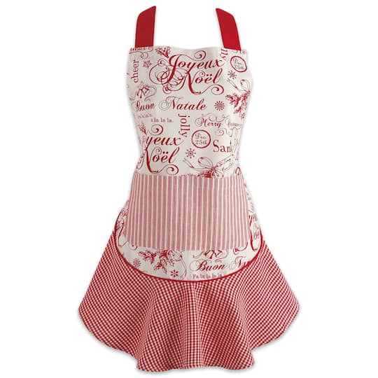 DII® Vintage Christmas Ruffle Apron in Red/White | 28.5" x 26" | Michaels®